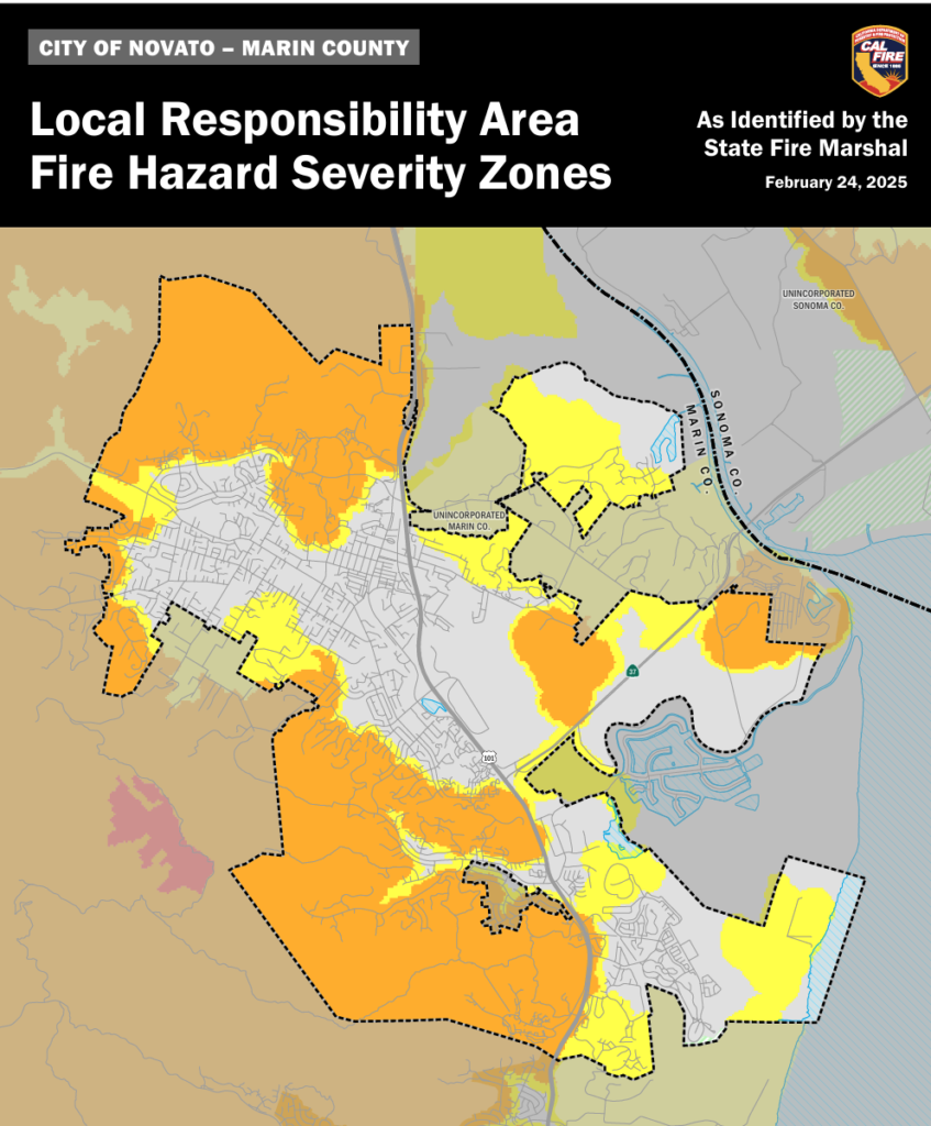 2025 California Local Responsibility Area (LRA) Fire Hazard Severity Zone Map - Novato